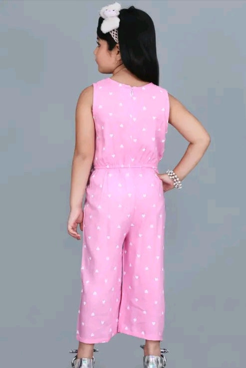 Trendy Kids' Printed Pink Cotton Jumpsuit - Casual Summer Wear