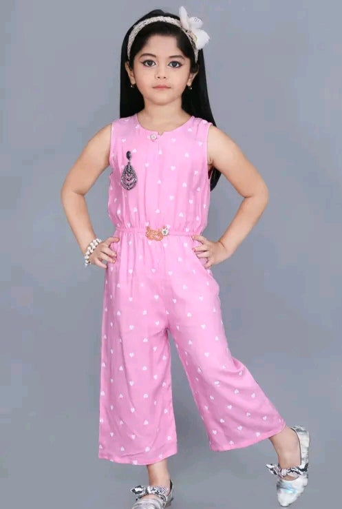Trendy Kids' Printed Pink Cotton Jumpsuit - Casual Summer Wear